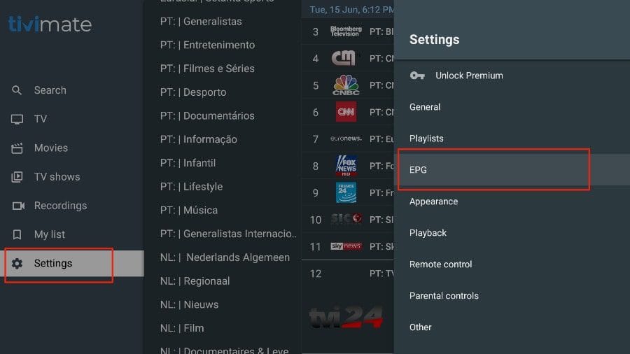 EPG w TiviMate